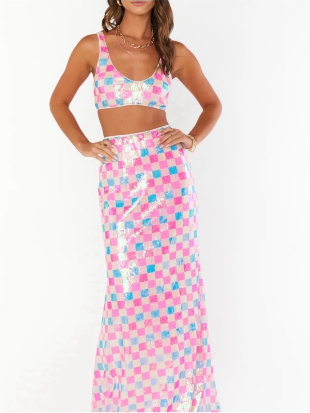 Show Me Your MuMu Checkered Sequin Set